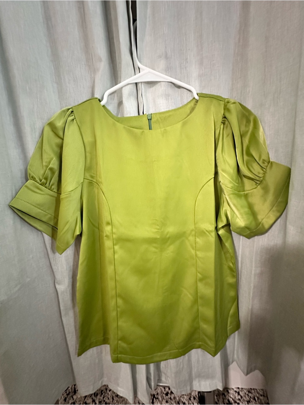 Lime Green Puff Sleeve Women's Top